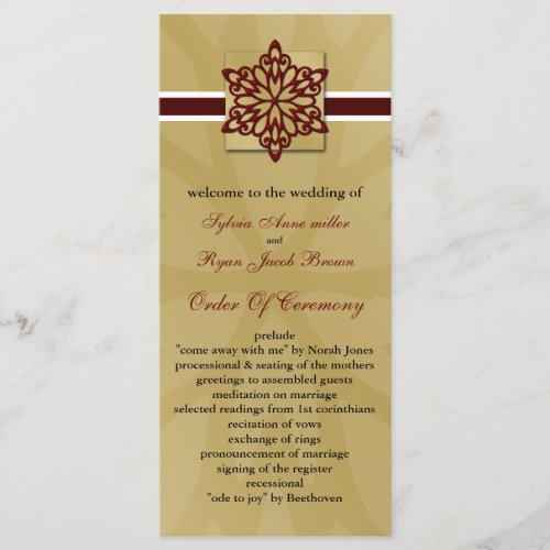 red snowflakes winter wedding program