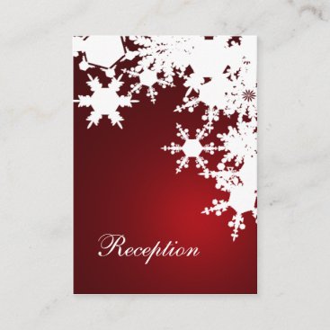 red snowflakes winter wedding reception cards