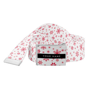 Red Snowflakes, Your name, Personalize Belt