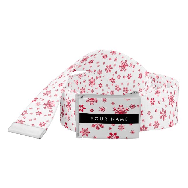 Red Snowflakes, Your name, Personalize Belt (Snake)