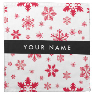 Red Snowflakes, Your name, Personalize Cloth Napkin