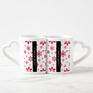Red Snowflakes, Your name, Personalize Coffee Mug Set