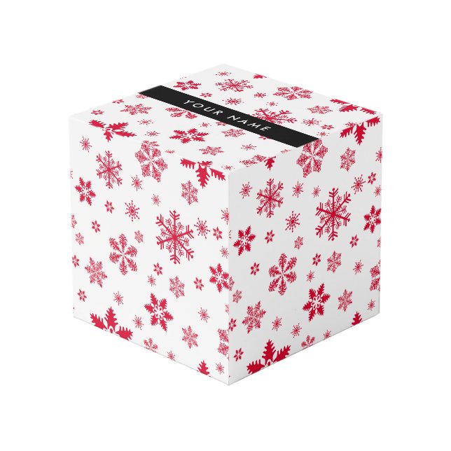 Red Snowflakes, Your name, Personalize Cube (Front Angled)
