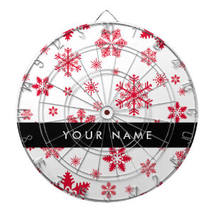 Red Snowflakes, Your name, Personalize Dart Board