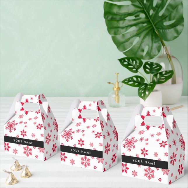 Red Snowflakes, Your name, Personalize Favor Boxes (Multiple)
