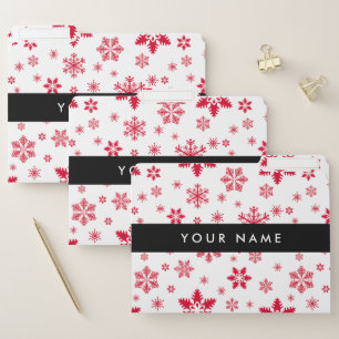 Red Snowflakes, Your name, Personalize File Folder