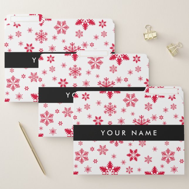 Red Snowflakes, Your name, Personalize File Folder (Set)