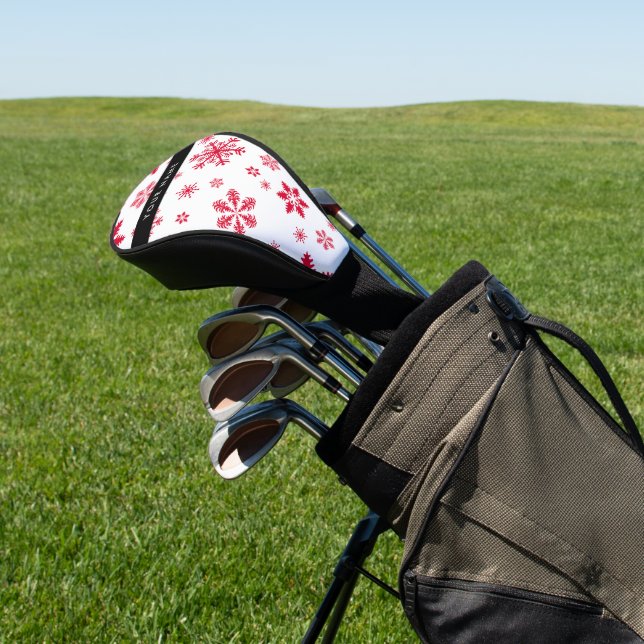 Red Snowflakes, Your name, Personalize Golf Head Cover (In Situ)