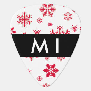 Red Snowflakes, Your name, Personalize Guitar Pick