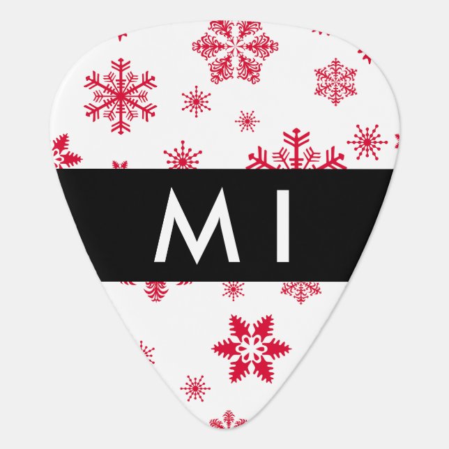 Red Snowflakes, Your name, Personalize Guitar Pick (Front)