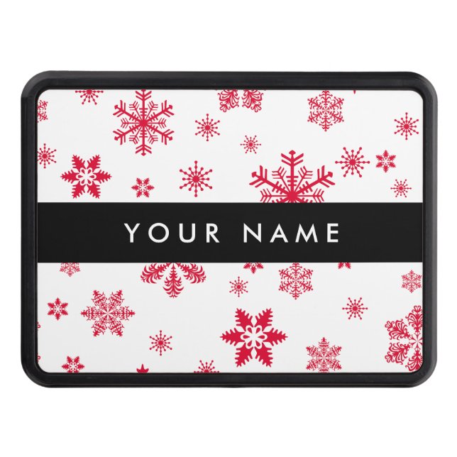 Red Snowflakes, Your name, Personalize Hitch Cover (Front)