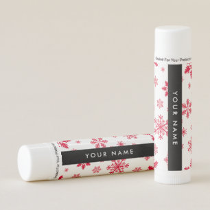 Red Snowflakes, Your name, Personalize Lip Balm