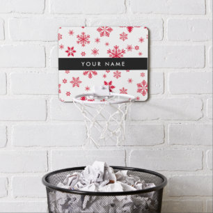 Red Snowflakes, Your name, Personalize Mini Basketball Hoop