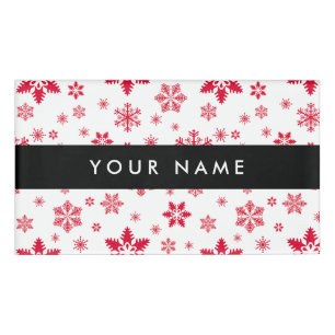 Red Snowflakes, Your name, Personalize Name Tag
