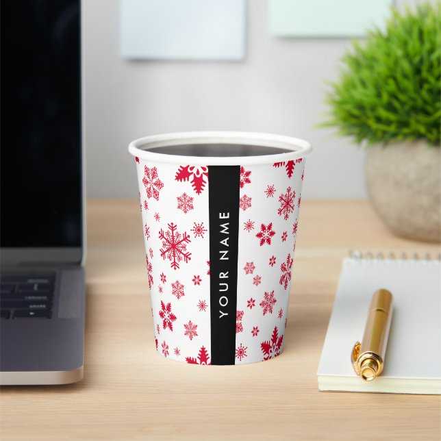Red Snowflakes, Your name, Personalize Paper Cups (Insitu)