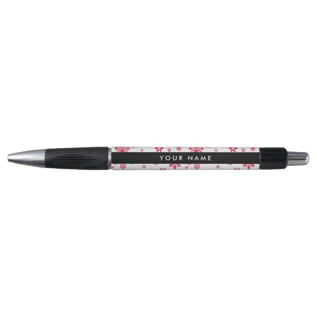 Red Snowflakes, Your name, Personalize Pen (Front)