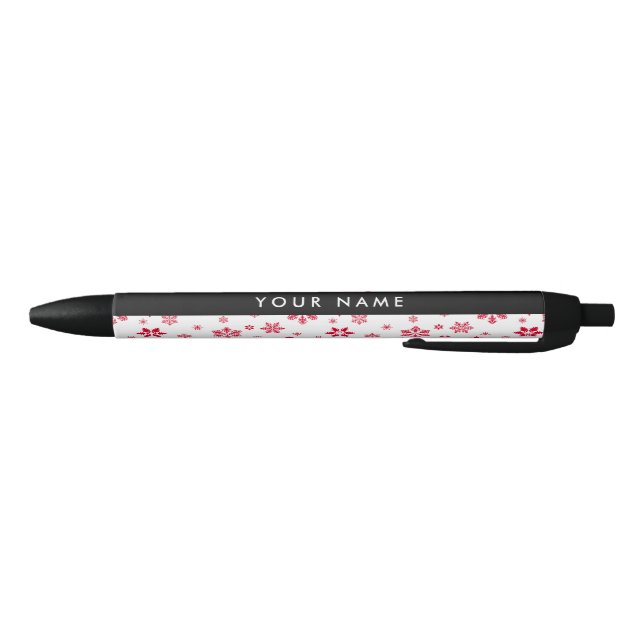 Red Snowflakes, Your name, Personalize Pen (Bottom)