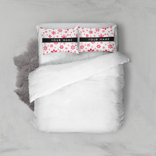 Red Snowflakes, Your name, Personalize Pillow Case