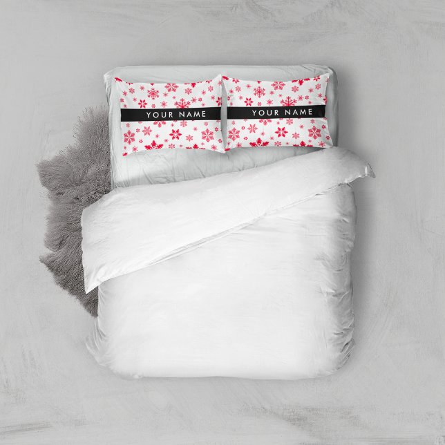Red Snowflakes, Your name, Personalize Pillow Case (Creator Uploaded)