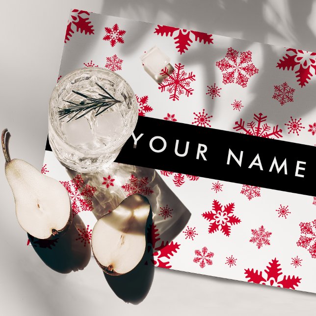 Red Snowflakes, Your name, Personalize Placemat (Creator Uploaded)