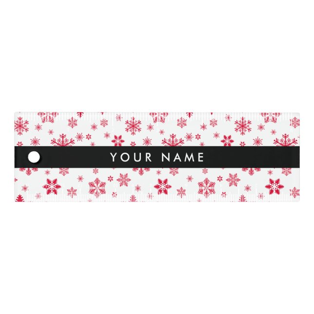 Red Snowflakes, Your name, Personalize Ruler (Front)