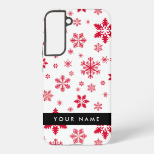 Red Snowflakes, Your name, Personalize Samsung Galaxy S22+ Case