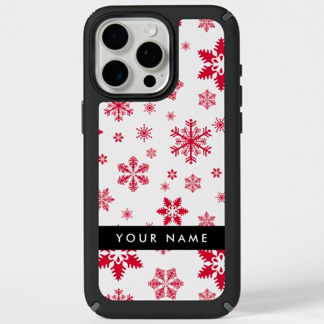 Red Snowflakes, Your name, Personalize Speck iPhone Case (Front)