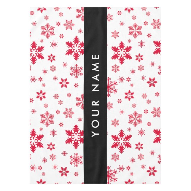 Red Snowflakes, Your name, Personalize Tablecloth (Front)