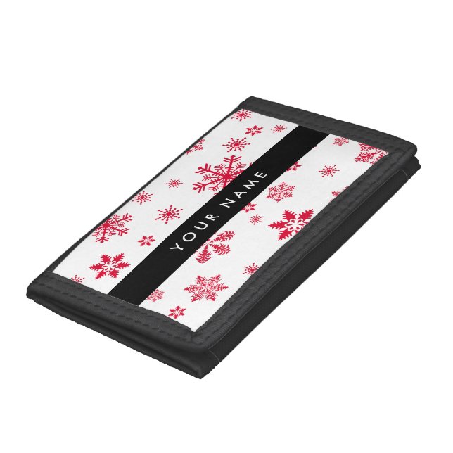 Red Snowflakes, Your name, Personalize Trifold Wallet (Bottom)