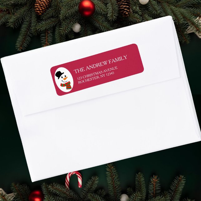 Red Snowman Christmas Adress Label (Creator Uploaded)