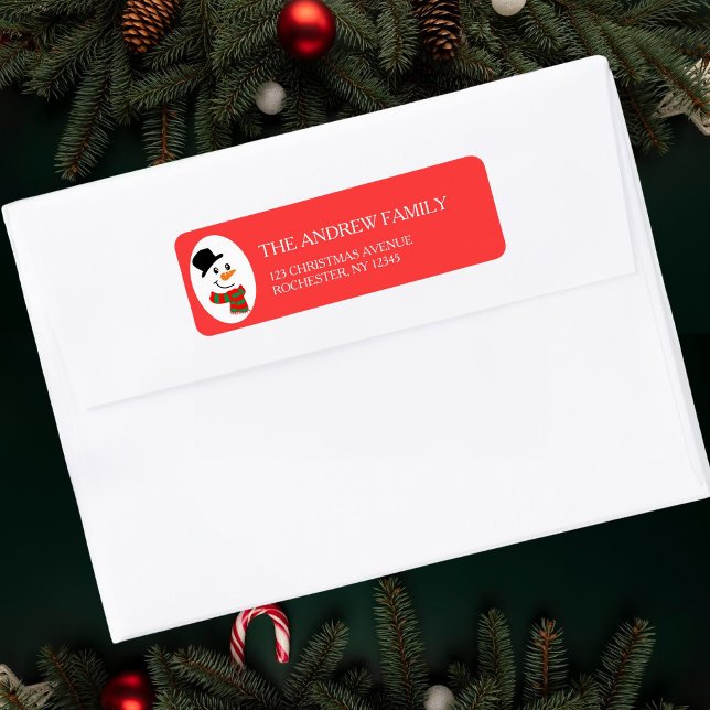 Red Snowman Christmas Adress Label (Creator Uploaded)
