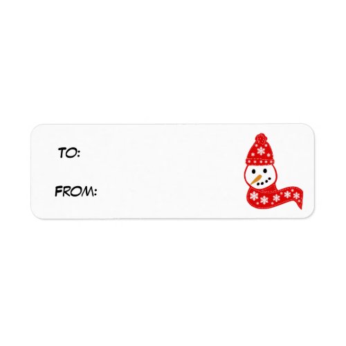 Red Snowman Gift Tag Label
