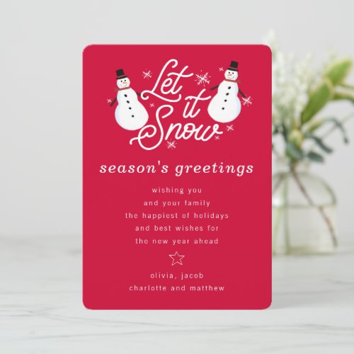 Red Snowman Let it Snow  Holiday Card