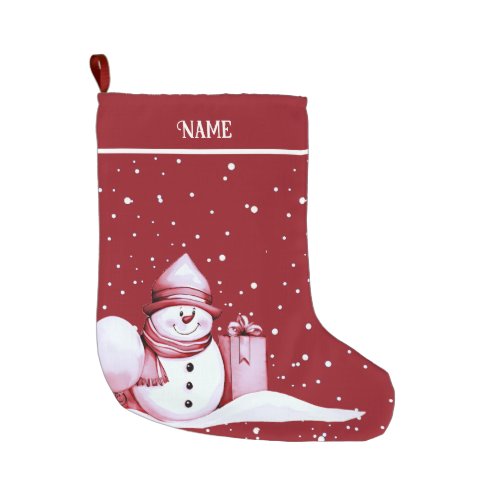 Red Snowman Snowy Christmas Holiday Stocking