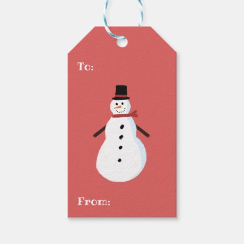 Red Snowman To From Gift Tags