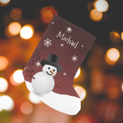 Red Snowman Winter Scene Christmas Stocking