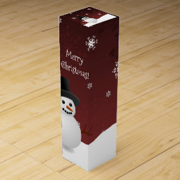 Red Snowman Winter Scene Christmas Wine Gift Box