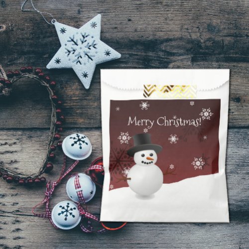 Red Snowman Winter Scenery Christmas Favor Bags