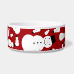 Red snowmen bowl<br><div class="desc">Cute cartoon snowman with black hat, stick arms, black buttons and an orange carrot nose, with a red background pattern background. Cute snowman gift ideas for kids and girls and boys. Cute christmas snowman gift ideas.</div>