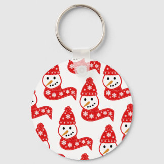Red Snowmen Scarves Keychain
