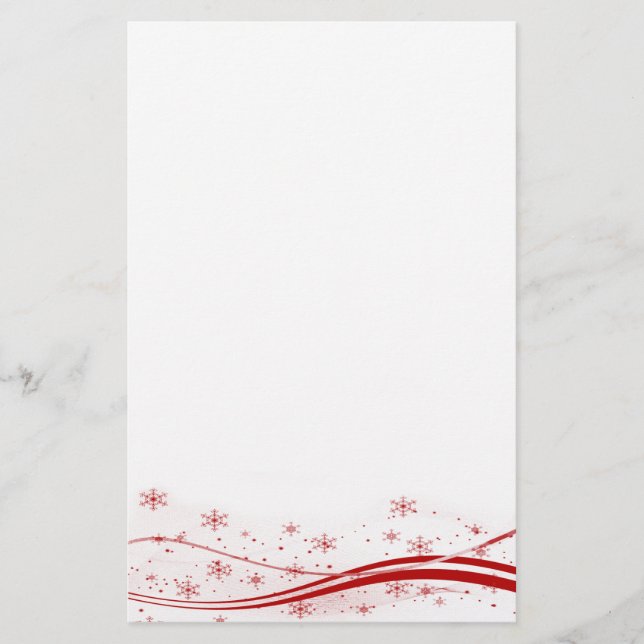 Red Snowy Christmas Stationery (Front)