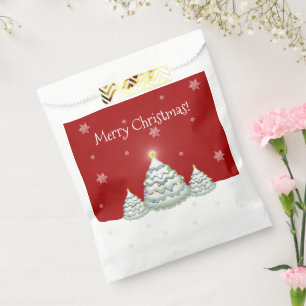 Red Snowy Christmas Tree Favor Bags