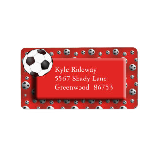 Red Soccer Ball Address Label