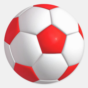 Red Soccer Ball Classic Round Sticker