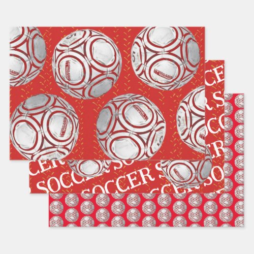 Red Soccer Ball Fun Wrapping Craft Paper