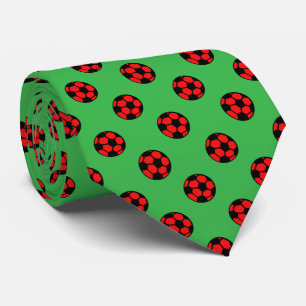 Red Soccer Ball Pattern Neck Tie