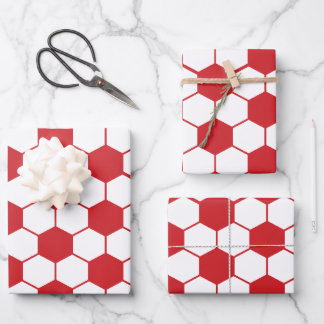 Red Soccer ball pattern Wrapping Paper
