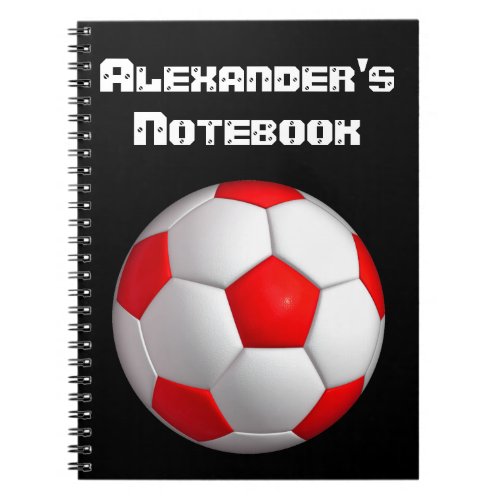Red Soccer Ball Personalize Notebook