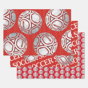 Red Soccer Ball Wrapping Craft Paper