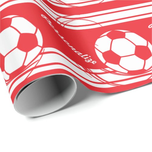 Red Soccer Ball Wrapping Paper